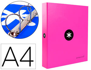 ARCHIVADOR ANTARTIK A4 4 ANILLAS ROSA FLUOR